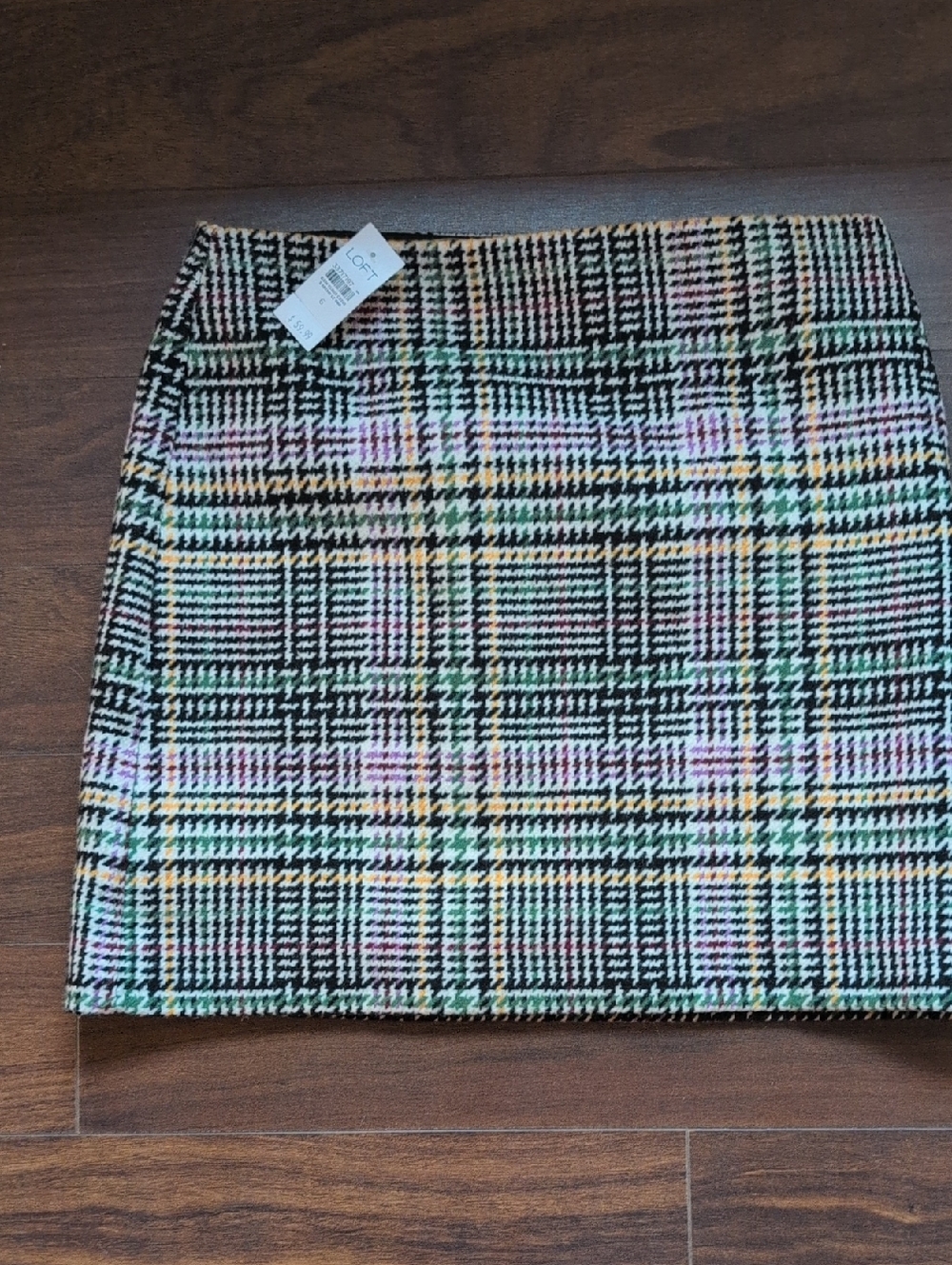 LOFT Pastel Plaid Tweed Mini Skirt